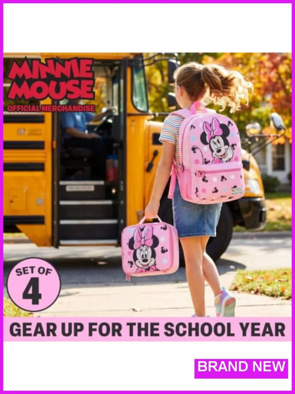 Kids Backpack 4-Piece Set - Lunch Bag Pencil Case Water Bottle School Travel